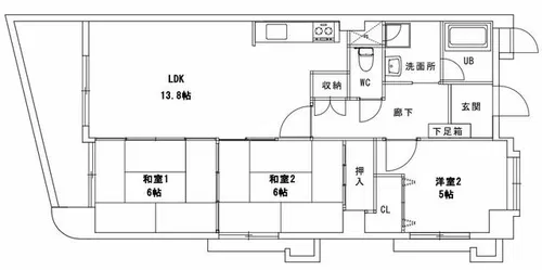 大濠パインマンション【6階】の間取り
