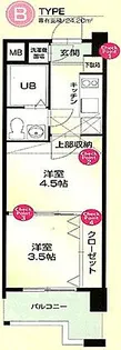 №55-Bタイプ Wes-P 博多【12階】の間取り