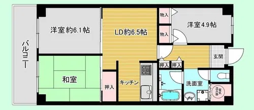 コトーハイツ伏見稲荷B棟【406号室】の間取り