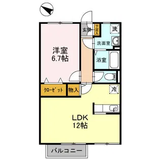 リースランド向佐野【A203号室】の間取り