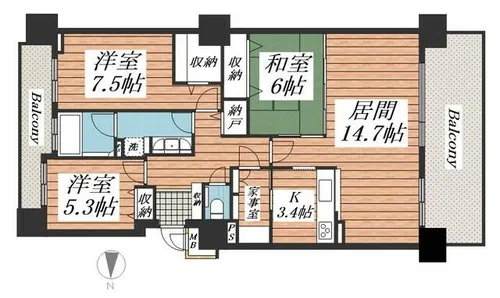 ダイアパレス大通南【0902号室】の間取り
