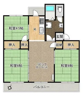 泉北茶山台第一次住宅6号棟【5階】の間取り