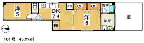 マカプゥ【101号室】の間取り