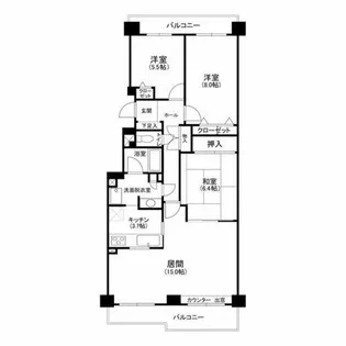 パークアベニュー参番館Dコート【708号室】の間取り