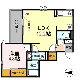 セゾン姪浜駅北【2階】の間取り