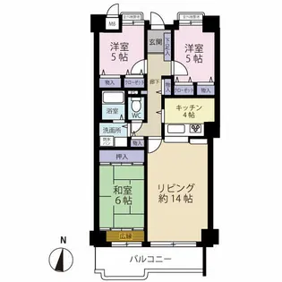 ラポルテ東館 南棟【5階】の間取り