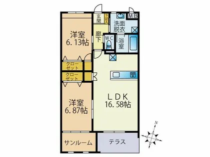 グレイスコート【2階】の間取り