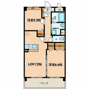ウイングヒルズ壱番館【2階】の間取り