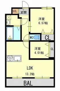 アンフィニXXI江坂垂水町【3階】の間取り