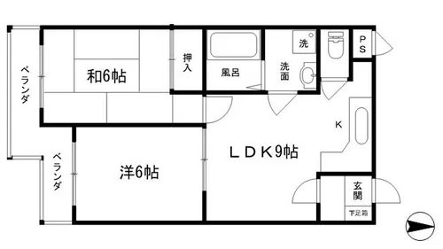 ヴィラ広沢【1階】の間取り