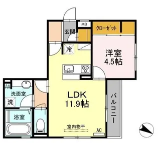 D-roomブランシェ【101号室】の間取り