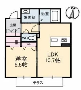 グランベレオ南本庄三丁目【102号室】の間取り