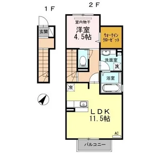 プエルト南蔵王【201号室】の間取り