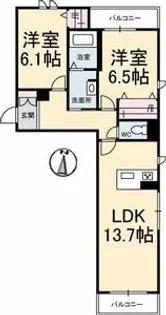 シャラーレ西深津【201号室】の間取り