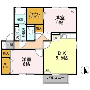 ハピネス山田 B【201号室】の間取り