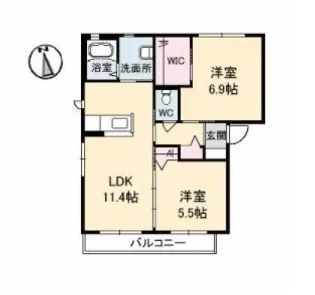 ヴィラージュ C棟【201号室】の間取り