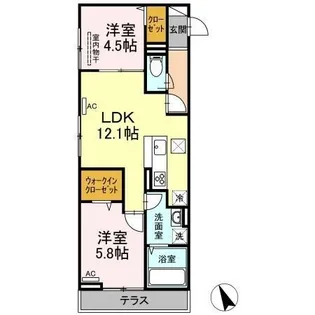ソレアード東川口【102号室】の間取り