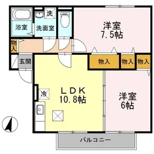 クニーズコート B棟【102号室】の間取り