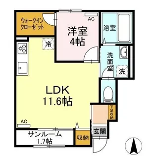 ガーデンヒルズ東手城 A棟【105号室】の間取り