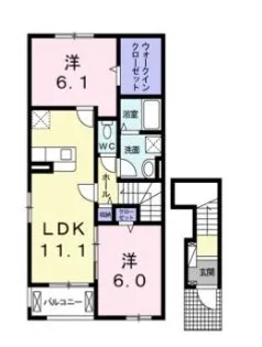 リヴァーサ美の浜【201号室】の間取り