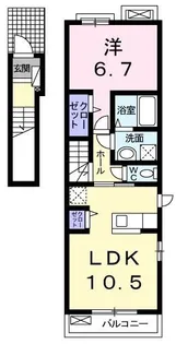 シェレーヌ【201号室】の間取り