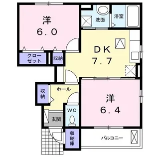 メゾン ド カベヤA【104号室】の間取り