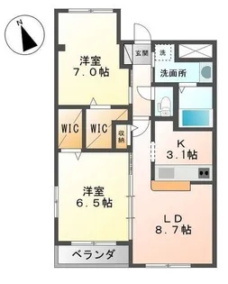 グランコスモA【206号室】の間取り