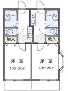 レインボー引野町【102号室】の間取り