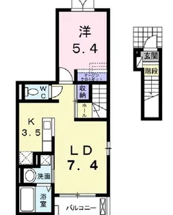 パストーソ Ⅱ【201号室】の間取り