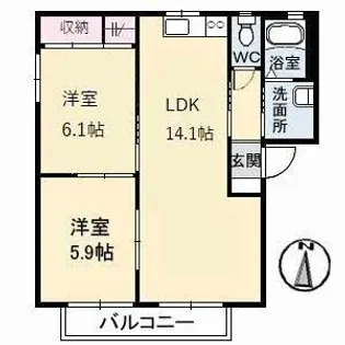 スカイハイツ B棟【201号室】の間取り
