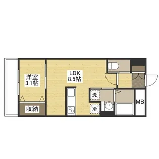 月光福山中央壱番館【107号室】の間取り