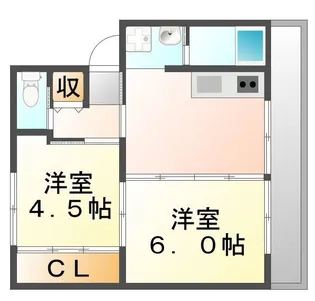ビレッジハウス能島1号棟【202号室】の間取り