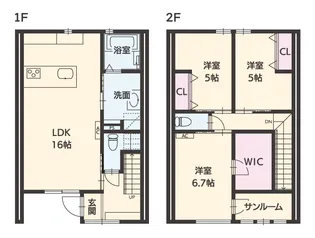 広島県福山市千代田町1-3-5【テラスハウス】の間取り