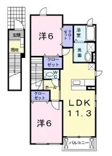 ヴィラ エレガントB【201号室】の間取り