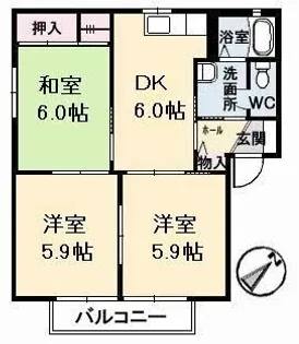 フォーレスODA A棟【102号室】の間取り