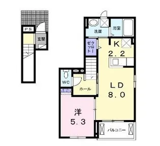 ローズ グランツ【201号室】の間取り