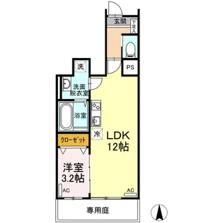 GrandAile【101号室】の間取り
