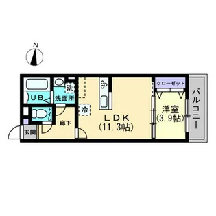 クレール東福山【403号室】の間取り