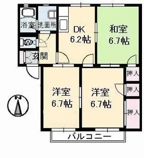 ディアス羽原 A棟【103号室】の間取り