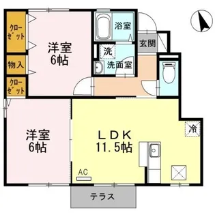 ローズコートヤマサ A棟【102号室】の間取り