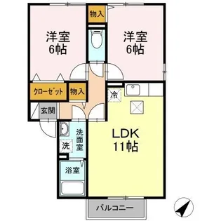セジュールセラ A棟【102号室】の間取り