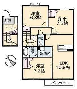 シャーメゾン坪生南【202号室】の間取り