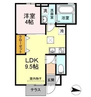 コージィー コート プルミエ【102号室】の間取り