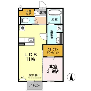 キャトルセゾン【201号室】の間取り