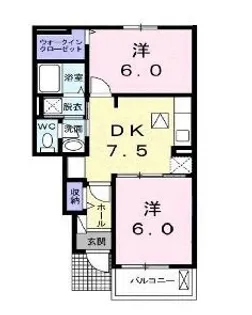 スプリング セブン B【102号室】の間取り