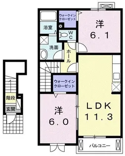リバーサイド紫雲【203号室】の間取り