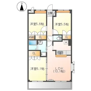 シャン・ド・ボヌール【101号室】の間取り