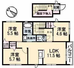 クラヴィエ A棟【201号室】の間取り