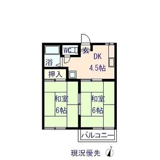 コーポ花咲【101号室】の間取り