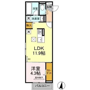 D-residence西町【108号室】の間取り